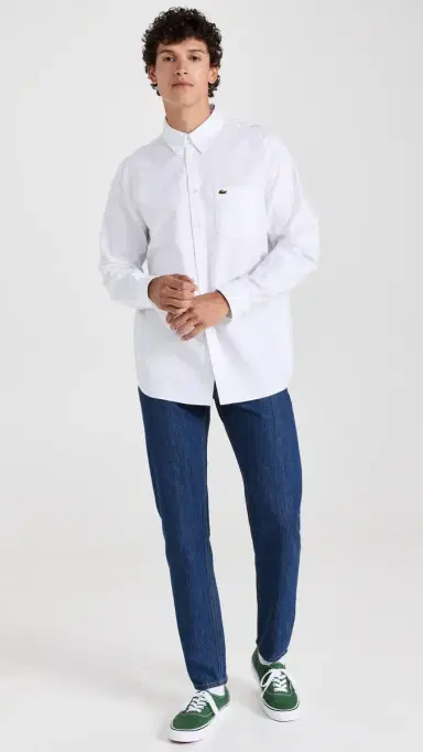 Lacoste Regular Fit Oxford Cotton Shirt White | Thumbnail 5 Lacoste Regular Fit Oxford Cotton Shirt White | Thumbnail 5