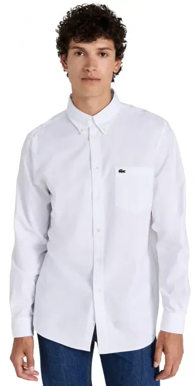 Lacoste Regular Fit Oxford Cotton Shirt White | Thumbnail 1 Lacoste Regular Fit Oxford Cotton Shirt White | Thumbnail 1