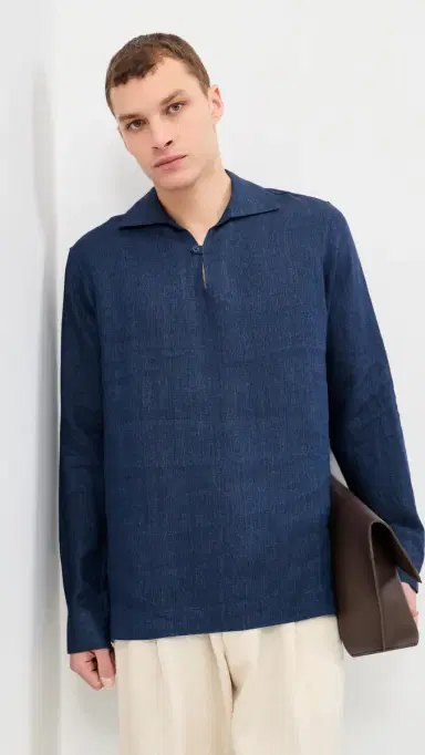 Orlebar Brown Vincent Linen Shirt Night Iris | Thumbnail 2 Orlebar Brown Vincent Linen Shirt Night Iris | Thumbnail 2