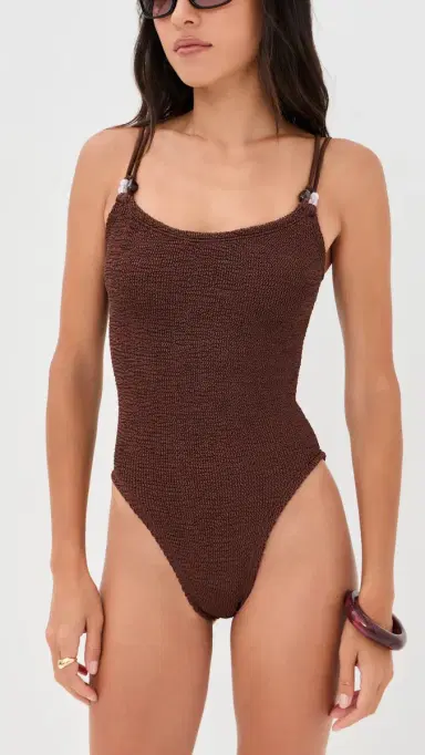 Hunza G Exclusive Scoop One Piece Metallic Chocolate One Size | Thumbnail 5 Hunza G Exclusive Scoop One Piece Metallic Chocolate One Size | Thumbnail 5