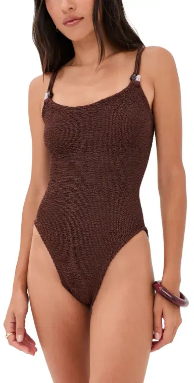 Hunza G Exclusive Scoop One Piece Metallic Chocolate One Size | Thumbnail 1 Hunza G Exclusive Scoop One Piece Metallic Chocolate One Size | Thumbnail 1