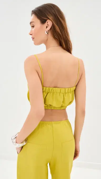 LE BOP Camile inen Cropped Top Warm Olive | Thumbnail 3 LE BOP Camile inen Cropped Top Warm Olive | Thumbnail 3