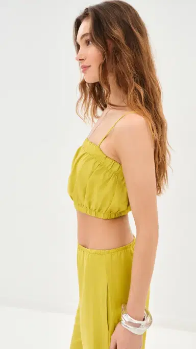 LE BOP Camile inen Cropped Top Warm Olive | Thumbnail 4 LE BOP Camile inen Cropped Top Warm Olive | Thumbnail 4