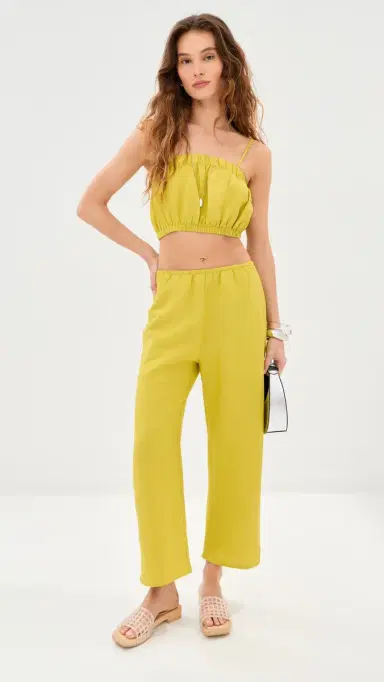 LE BOP Camile inen Cropped Top Warm Olive | Thumbnail 5 LE BOP Camile inen Cropped Top Warm Olive | Thumbnail 5