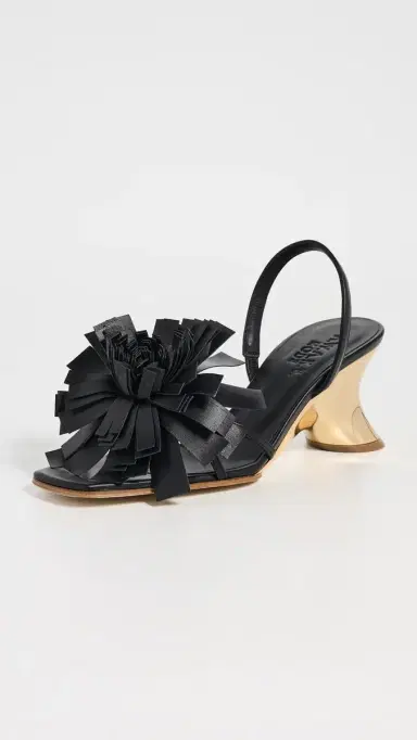 A.W.A.K.E. MODE A. W.A. K.E. MODE Linda Sandals with Pom-Poms Black/Silver/Gold | Thumbnail 2 A.W.A.K.E. MODE A. W.A. K.E. MODE Linda Sandals with Pom-Poms Black/Silver/Gold | Thumbnail 2