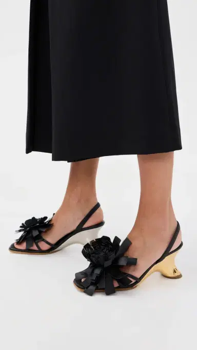 A.W.A.K.E. MODE A. W.A. K.E. MODE Linda Sandals with Pom-Poms Black/Silver/Gold | Thumbnail 3 A.W.A.K.E. MODE A. W.A. K.E. MODE Linda Sandals with Pom-Poms Black/Silver/Gold | Thumbnail 3