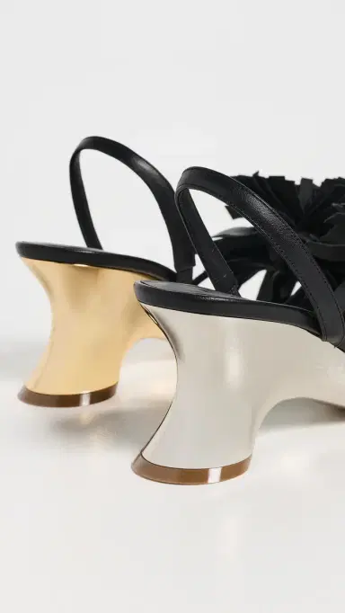 A.W.A.K.E. MODE A. W.A. K.E. MODE Linda Sandals with Pom-Poms Black/Silver/Gold | Thumbnail 4 A.W.A.K.E. MODE A. W.A. K.E. MODE Linda Sandals with Pom-Poms Black/Silver/Gold | Thumbnail 4