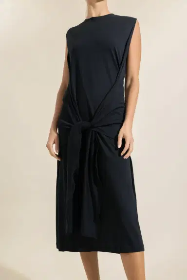 TOTEME Tie-Waist Dress - Black | Thumbnail 3 TOTEME Tie-Waist Dress - Black | Thumbnail 3