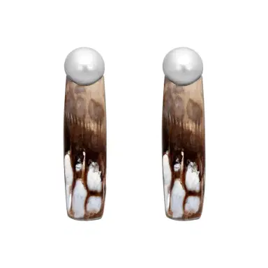 ASSAEL Assael 18K Yellow Gold Pearl & Pertified Wood Clip-On Earrings by The Solist | Thumbnail 1 ASSAEL Assael 18K Yellow Gold Pearl & Pertified Wood Clip-On Earrings by The Solist | Thumbnail 1