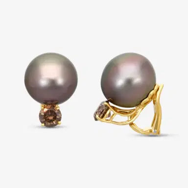ASSAEL Assael 18K Yellow Gold Tahitian Pearl & Diamond Clip-On Earrings by The Solist | Thumbnail 3 ASSAEL Assael 18K Yellow Gold Tahitian Pearl & Diamond Clip-On Earrings by The Solist | Thumbnail 3