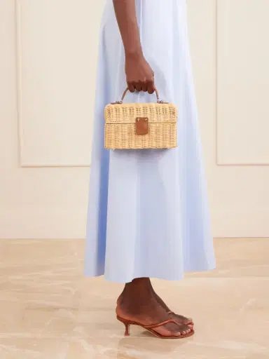 Judith Leiber Couture Isla Basket Leather-trimmed Raffia Clutch | Thumbnail 2 Judith Leiber Couture Isla Basket Leather-trimmed Raffia Clutch | Thumbnail 2