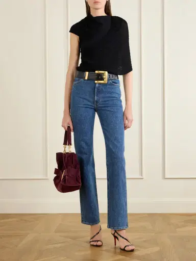 Balmain Draped Ribbed Jersey Blouse | Thumbnail 2 Balmain Draped Ribbed Jersey Blouse | Thumbnail 2