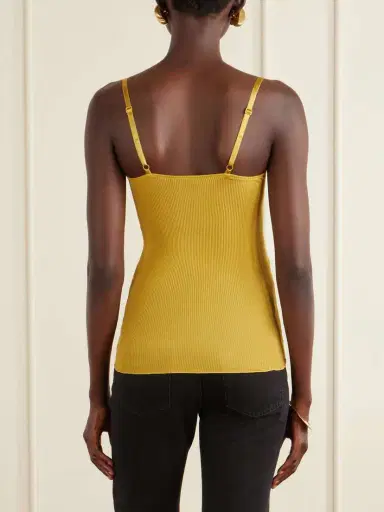 Saint Laurent Lace-trimmed Ribbed Silk-jersey Tank | Thumbnail 4 Saint Laurent Lace-trimmed Ribbed Silk-jersey Tank | Thumbnail 4