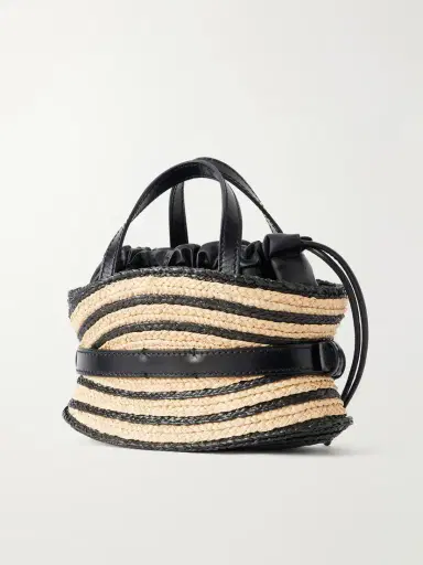 Balmain Shuffle Mini Buckled Leather-trimmed Raffia Shoulder Bag | Thumbnail 4 Balmain Shuffle Mini Buckled Leather-trimmed Raffia Shoulder Bag | Thumbnail 4