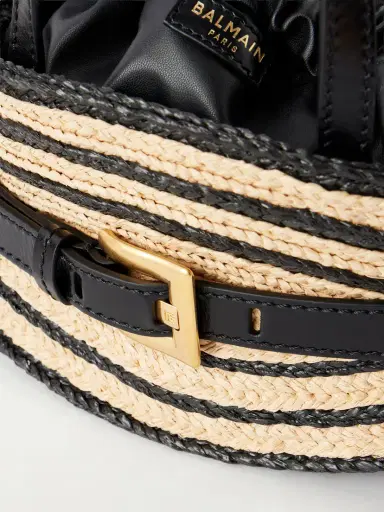 Balmain Shuffle Mini Buckled Leather-trimmed Raffia Shoulder Bag | Thumbnail 5 Balmain Shuffle Mini Buckled Leather-trimmed Raffia Shoulder Bag | Thumbnail 5