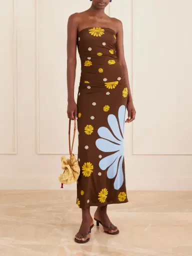 Cala de la Cruz Daphne Ruched Printed Jersey Midi Dress | Thumbnail 2 Cala de la Cruz Daphne Ruched Printed Jersey Midi Dress | Thumbnail 2