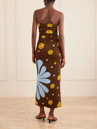 Cala de la Cruz Daphne Ruched Printed Jersey Midi Dress | Thumbnail 3 Cala de la Cruz Daphne Ruched Printed Jersey Midi Dress | Thumbnail 3