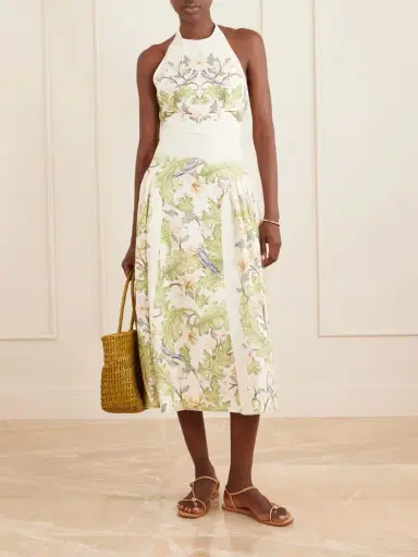 Agua by Agua Bendita Balsa Anhelo Embellished Printed Halterneck Linen Maxi Dress | Thumbnail 2 Agua by Agua Bendita Balsa Anhelo Embellished Printed Halterneck Linen Maxi Dress | Thumbnail 2