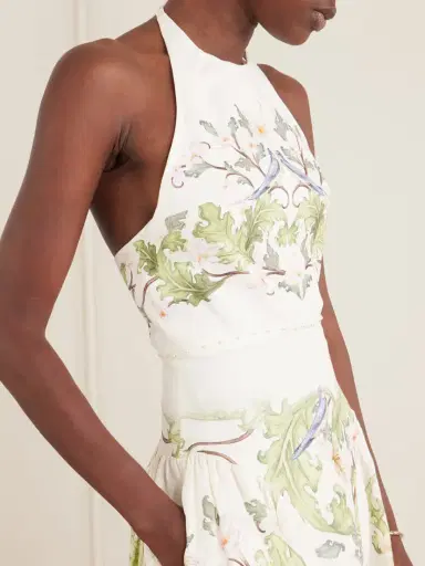 Agua by Agua Bendita Balsa Anhelo Embellished Printed Halterneck Linen Maxi Dress | Thumbnail 4 Agua by Agua Bendita Balsa Anhelo Embellished Printed Halterneck Linen Maxi Dress | Thumbnail 4