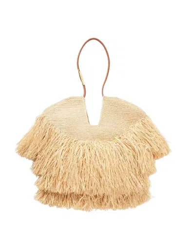 Zimmermann Goldentime Medium Fringed Leather-trimmed Raffia Tote | Thumbnail 1 Zimmermann Goldentime Medium Fringed Leather-trimmed Raffia Tote | Thumbnail 1