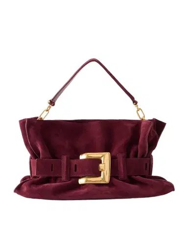 Balmain Anthem Buckled Suede Shoulder Bag | Thumbnail 1 Balmain Anthem Buckled Suede Shoulder Bag | Thumbnail 1