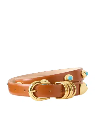 Déhanche Hollyhock Stone Turquoise-embellished Leather Belt | Thumbnail 1 Déhanche Hollyhock Stone Turquoise-embellished Leather Belt | Thumbnail 1