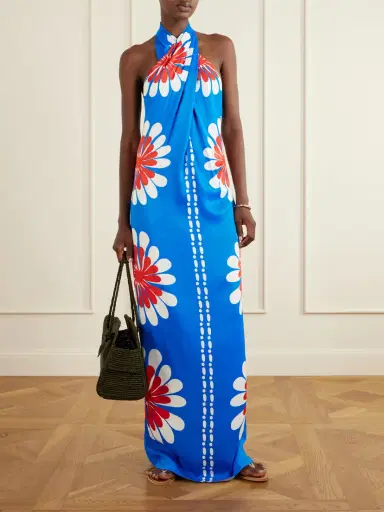 Cala de la Cruz Oliviera Floral-print Satin Halterneck Maxi Dress | Thumbnail 2 Cala de la Cruz Oliviera Floral-print Satin Halterneck Maxi Dress | Thumbnail 2