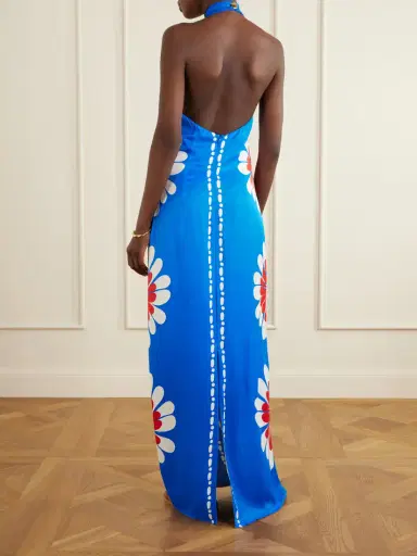 Cala de la Cruz Oliviera Floral-print Satin Halterneck Maxi Dress | Thumbnail 3 Cala de la Cruz Oliviera Floral-print Satin Halterneck Maxi Dress | Thumbnail 3