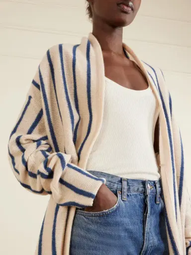 The Elder Statesman Striped Knitted Cashmere Cardigan | Thumbnail 4 The Elder Statesman Striped Knitted Cashmere Cardigan | Thumbnail 4