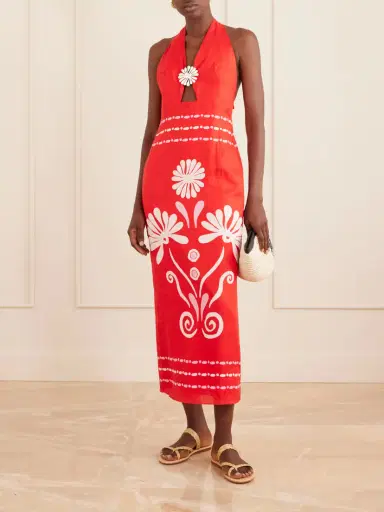 Cala de la Cruz Orly Embellished Cutout Printed Linen Maxi Dress | Thumbnail 2 Cala de la Cruz Orly Embellished Cutout Printed Linen Maxi Dress | Thumbnail 2