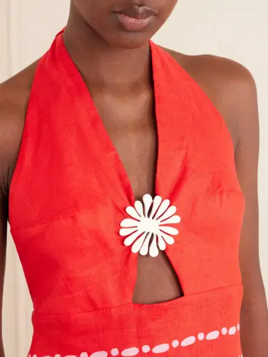 Cala de la Cruz Orly Embellished Cutout Printed Linen Maxi Dress | Thumbnail 4 Cala de la Cruz Orly Embellished Cutout Printed Linen Maxi Dress | Thumbnail 4