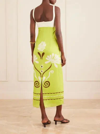 Cala de la Cruz Nara Cutout Printed Linen Midi Dress | Thumbnail 3 Cala de la Cruz Nara Cutout Printed Linen Midi Dress | Thumbnail 3