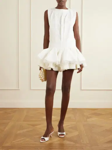 Aje Cressida Gathered Tiered Lace-trimmed Linen-blend Mini Dress | Thumbnail 2 Aje Cressida Gathered Tiered Lace-trimmed Linen-blend Mini Dress | Thumbnail 2