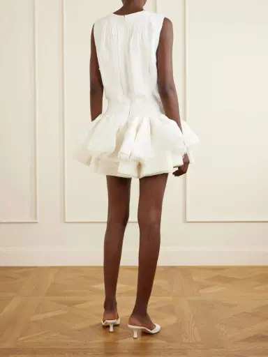 Aje Cressida Gathered Tiered Lace-trimmed Linen-blend Mini Dress | Thumbnail 3 Aje Cressida Gathered Tiered Lace-trimmed Linen-blend Mini Dress | Thumbnail 3