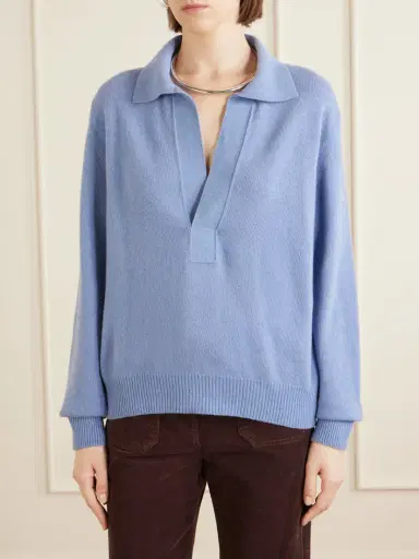 Victoria Beckham Genevieve Wool And Cashmere Polo Sweater | Thumbnail 3 Victoria Beckham Genevieve Wool And Cashmere Polo Sweater | Thumbnail 3