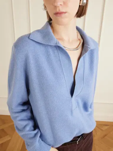 Victoria Beckham Genevieve Wool And Cashmere Polo Sweater | Thumbnail 5 Victoria Beckham Genevieve Wool And Cashmere Polo Sweater | Thumbnail 5
