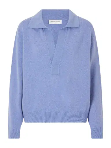 Victoria Beckham Genevieve Wool And Cashmere Polo Sweater | Thumbnail 1 Victoria Beckham Genevieve Wool And Cashmere Polo Sweater | Thumbnail 1