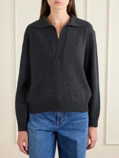 Victoria Beckham Genevieve Wool And Cashmere Polo Sweater | Thumbnail 3 Victoria Beckham Genevieve Wool And Cashmere Polo Sweater | Thumbnail 3