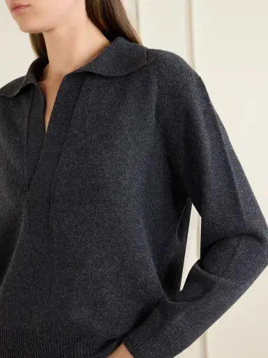 Victoria Beckham Genevieve Wool And Cashmere Polo Sweater | Thumbnail 5 Victoria Beckham Genevieve Wool And Cashmere Polo Sweater | Thumbnail 5