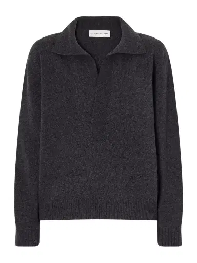 Victoria Beckham Genevieve Wool And Cashmere Polo Sweater | Thumbnail 1 Victoria Beckham Genevieve Wool And Cashmere Polo Sweater | Thumbnail 1
