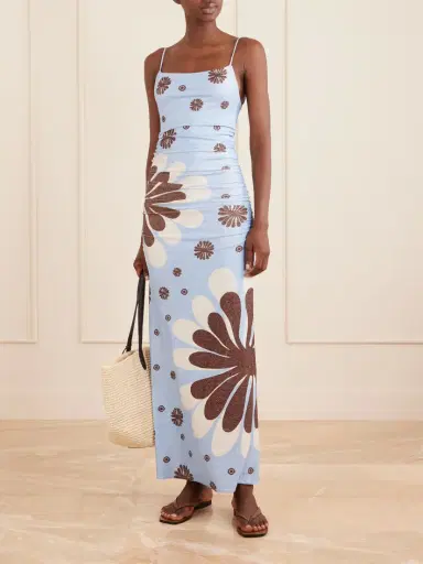 Cala de la Cruz Kim Ruched Printed Metallic Jersey Maxi Dress | Thumbnail 2 Cala de la Cruz Kim Ruched Printed Metallic Jersey Maxi Dress | Thumbnail 2