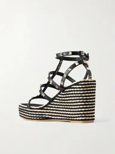 Valentino Garavani Rockstud Embellished Leather Wedge Espadrilles | Thumbnail 3 Valentino Garavani Rockstud Embellished Leather Wedge Espadrilles | Thumbnail 3