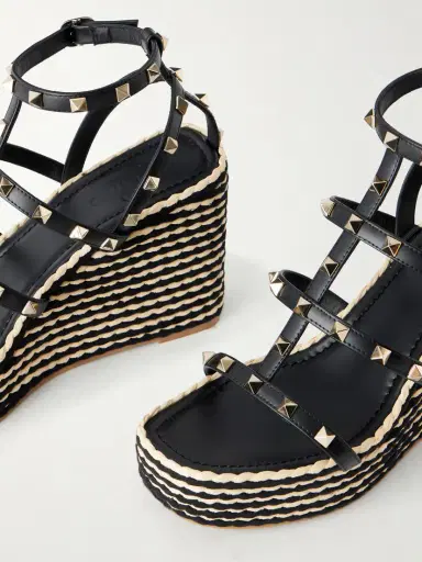 Valentino Garavani Rockstud Embellished Leather Wedge Espadrilles | Thumbnail 5 Valentino Garavani Rockstud Embellished Leather Wedge Espadrilles | Thumbnail 5