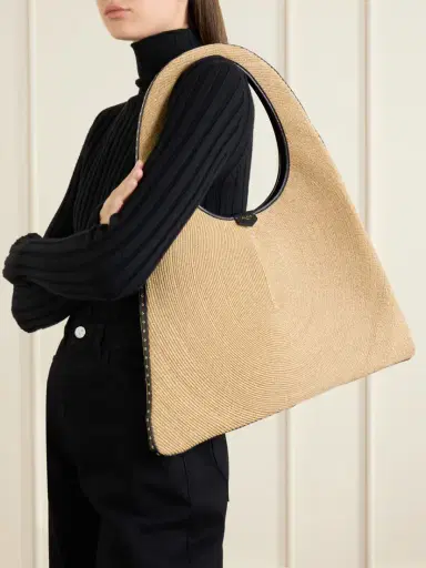 Alaïa Leather-trimmed Paper Straw Shoulder Bag | Thumbnail 2 Alaïa Leather-trimmed Paper Straw Shoulder Bag | Thumbnail 2
