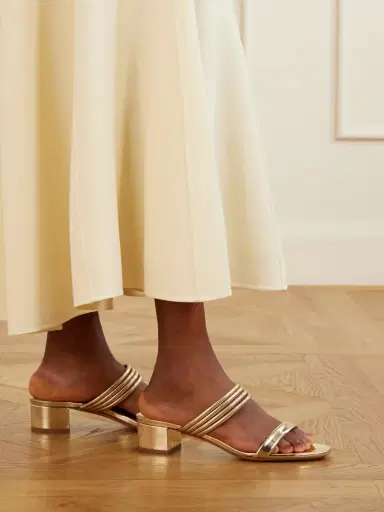 Aquazzura Collier 35 Embellished Metallic Leather Mule | Thumbnail 2 Aquazzura Collier 35 Embellished Metallic Leather Mule | Thumbnail 2