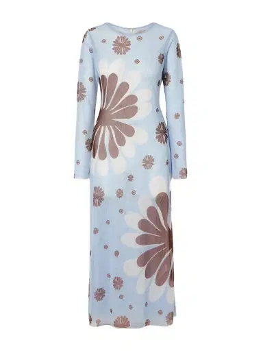 Cala de la Cruz Tania Printed Mesh Midi Dress | Thumbnail 1 Cala de la Cruz Tania Printed Mesh Midi Dress | Thumbnail 1