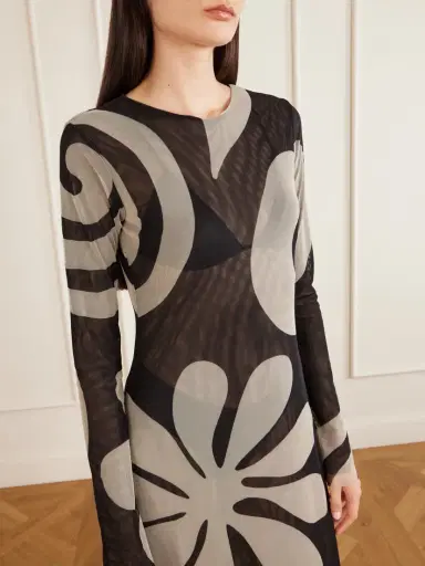 Cala de la Cruz Tania Printed Mesh Midi Dress | Thumbnail 4 Cala de la Cruz Tania Printed Mesh Midi Dress | Thumbnail 4