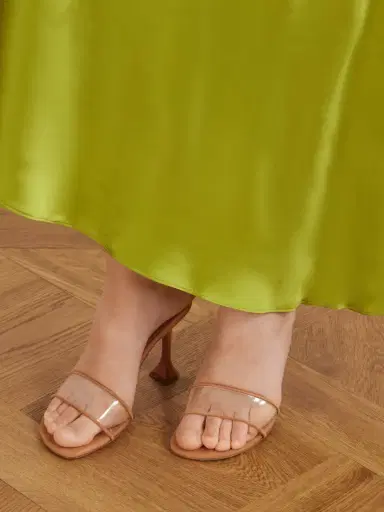Amina Muaddi Andrea 95 Leather Mules | Thumbnail 2 Amina Muaddi Andrea 95 Leather Mules | Thumbnail 2