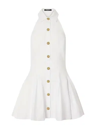 Balmain Halterneck Cotton-poplin Mini Dress | Thumbnail 1 Balmain Halterneck Cotton-poplin Mini Dress | Thumbnail 1