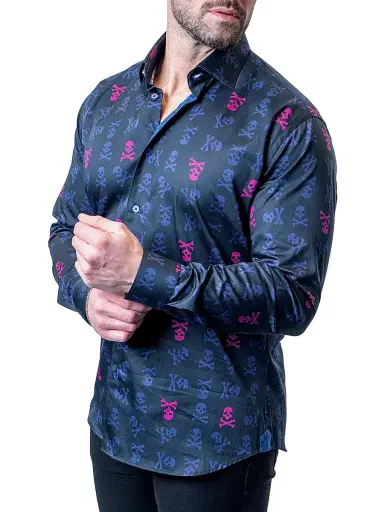 Maceoo Men's Fibonacci Skull Line Shirt - Blue | Thumbnail 2 Maceoo Men's Fibonacci Skull Line Shirt - Blue | Thumbnail 2